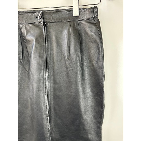 Saguaro Genuine Soft Leather Double Slit Buckle Skirt Black Women's Size 14 - Picture 8 of 16